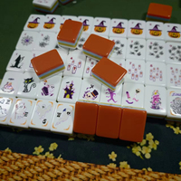 Juego de Mahjong Acrílico Moderno de Lujo para Halloween, 160 Fichas, con Ilustraciones de Casa Embrujada, Calabaza y Bruja, para 4 Jugadores