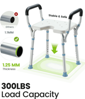 Chaise de douche réglable en hauteur avec accoudoirs, siège de bain antidérapant en aluminium pour personnes âgées, aide à la sécurité dans la salle de bain