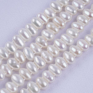 Perles d'eau douce naturelles de Zhuji, 5-6 mm, forme de perle, trou latéral, double rangée, perles en vrac, bijoux DIY, vente en gros - Product Image 1