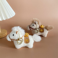 Mini porte-clés en peluche zodiaque chinois, cheval, kawaii, mignon, animal en peluche, poupée douce, pendentif, cadeau