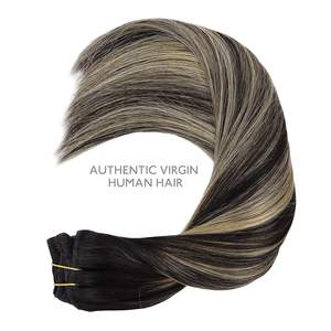 Extensioni di Capelli Umani con Clip 16 Pollici 120g 7 Pezzi Balayage Nero <span class=keywords><strong>Naturale</strong></span> <span class=keywords><strong>Biondo</strong></span> <span class=keywords><strong>Chiaro</strong></span> Remy Doppia Trama Capelli Veri - Product Image 6