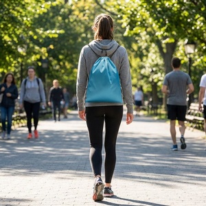 High Quality Custom 420D Polyester Nylon <b>Drawstring</b> <b>Backpack</b> Fashion Waterproof Gym Sport Cinch Sacks Logo Shopping Bags - Product Image 3