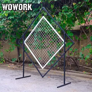 WOWORK Factory Wholesale metal Black Border White Metal Grid iron arch stage for wedding decoration for birthday party event