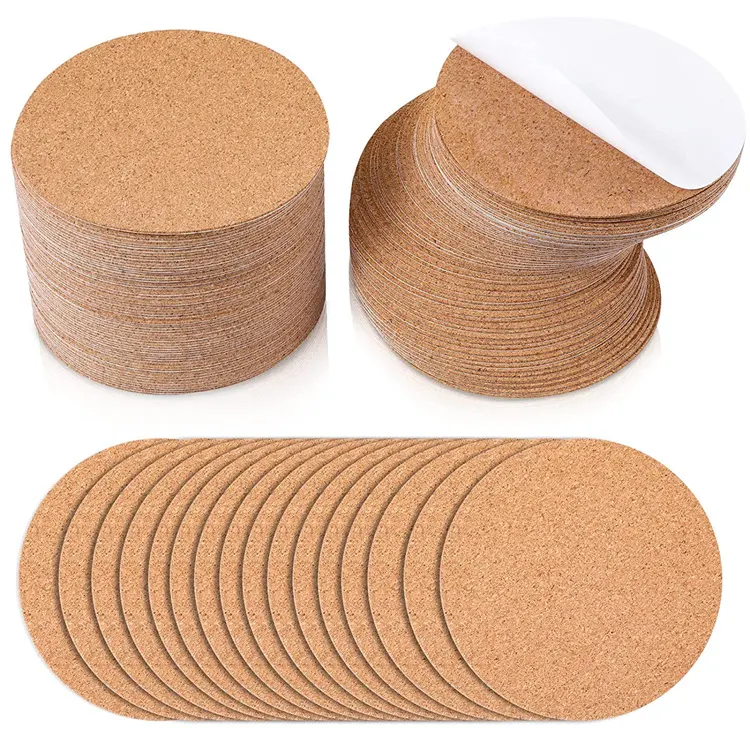 Fogli di supporto quadrati rotondi in sughero autoadesivo con Mini tappetini adesivi resistenti per sottobicchiere in sughero a sublimazione artigianale fai-da-te