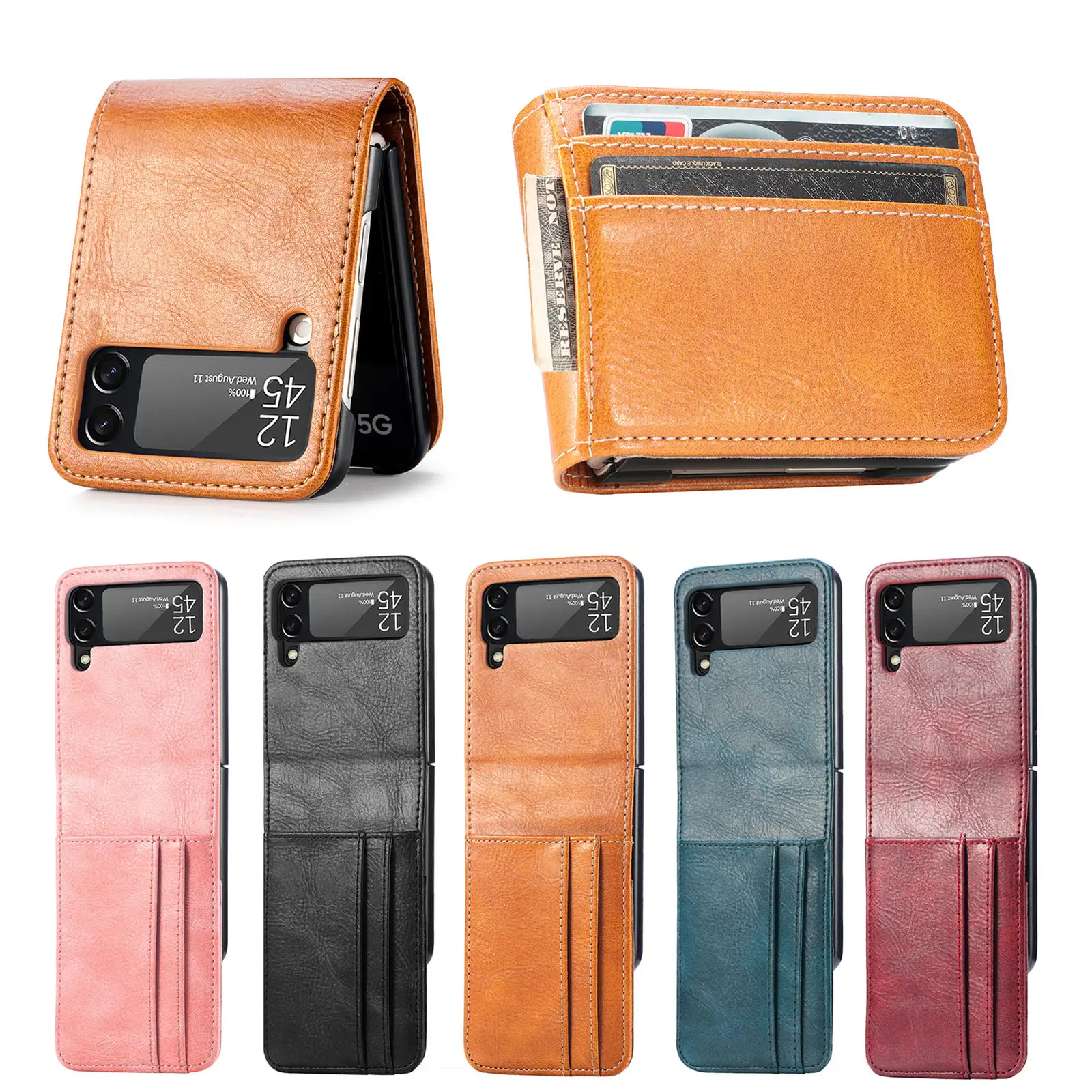 Retro Mobile Phones Bag Luxury Pu Leather Wallet Protective Cover For Samsung Galaxy Flip Z 3 4 5 6 Phone Case