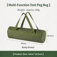 Sac de rangement portable cylindrique pour accessoires de camping, pochette de transport pour piquets de tente, cordes d'ancrage et outils pour le camping en extérieur