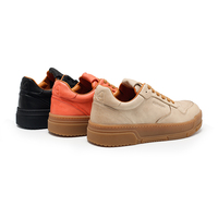 Sneakers en cuir vieilli pour femmes, chaussures basses décontractées de style skate avec semelle en caoutchouc