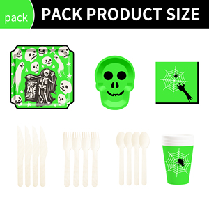 DAMAI New Factory Wholesale Set of Disposable Green Halloween Ghostlight Party Paper Plates - Product Image 6