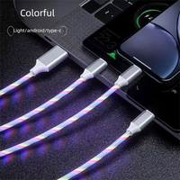 Cable de Carga 3 en 1 con Luz LED USB Tipo-C, Conectores de Aleación de Aluminio para Android, para Xperia