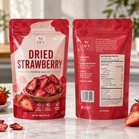 Op maat gedrukte, voedselveilige verpakking voor gedroogd fruit, staande pouch met venster en hersluitbare ritssluiting, snack-opbergzak