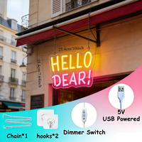 Letrero Luminoso LED Acrílico Neonawall Hello Dear, Luz de Pared con Clasificación IP65 para Hogar, Bar, Cafetería, Bodas, Fiestas, Dormitorio, Regalo, Día de San Valentín