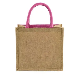 Tas belanja mode tas jinjing rami goni pantai tas pegangan rami alami dengan pegangan goni rami