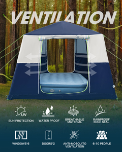 Tente familiale de camping extérieure de 12 mètres carrés, grande, imperméable, en toile Oxford avec coton aérien, fonction gonflable pour le glamping PFIT - Product Image 5