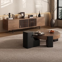 Table basse ronde minimaliste nordique moderne en bois de noyer, couleur bois, pour salon, 90x90x30cm