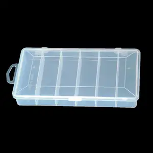 Topline OEM 6 Compartments Transparent White PP Plastic Fishing Tackle Box For Fishing Lure