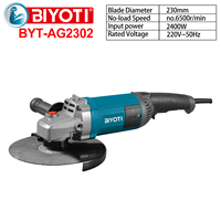 Meuleuse d'angle Biyoti BYT-AG2302 230 mm 2400 W, machine à polir et à couper le métal, outil professionnel robuste