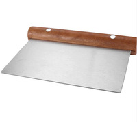 Grattoir à pâtisserie en acier inoxydable avec manche en bois, grattoir à pâte, coupe-pâte pour pain et pizza