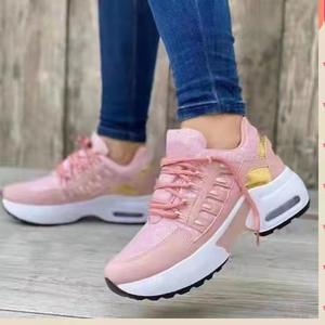 New Fashion A Women Plus Size Wedge Platform Sneakers <span class=keywords><strong>scarpe</strong></span> sportive Casual <span class=keywords><strong>stringate</strong></span> Mesh <span class=keywords><strong>scarpe</strong></span> vulcanizzate da donna traspiranti - Product Image 1