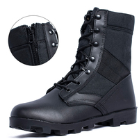 Bottes tactiques Panama mi-mollet en cuir et tissu, semelle en caoutchouc, pour hommes, randonnée en plein air, désert, travail, entraînement
