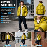 Veste matelassée en nylon ripstop personnalisée pour homme, coupe-vent, imperméable, à capuche, style streetwear, parka d'hiver chaude, thermique pour l'extérieur