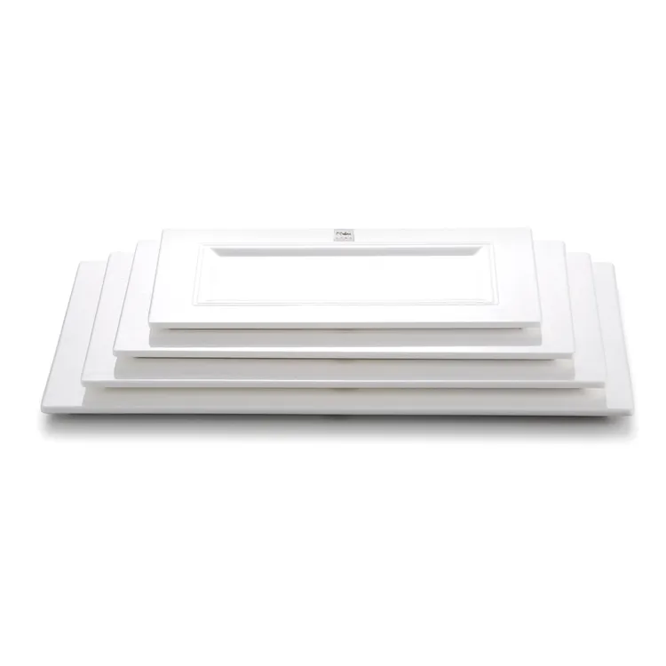 wholesale restaurant rectangular plate white melamine flat rectangular plate