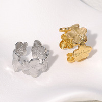Ensemble de bagues ajustables en acier inoxydable PVD plaqué or 18 carats pour femmes