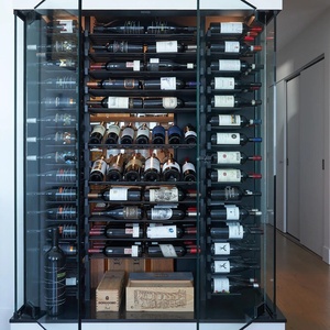 Royal Metal Black Glass-door Wine Cellar Multi-layer Display Vertical Stainless Steel Shelves F-108 Black Glass - Product Image 4