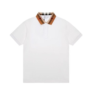 Luxury fashion casual designer style 100% cotton short-sleeved fitted checkered design Bur berry polo <b>shirt</b> for men - Product Image 5