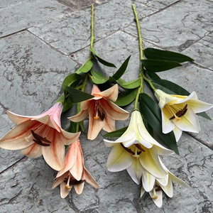 Fleur artificielle en gros, lys soleil à 3 têtes, blanc doux, pour la décoration intérieure et les mariages, idéale pour les décorations de Pâques - Product Image 2