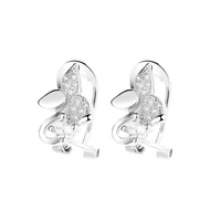925 Sterling Silber Huggie Ohrringe Großhandel Blumen manschette Ohrringe für Mädchen