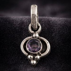 Vintage 925 Silver <b>Amethyst</b> <b>Pendant</b> Crown Shape Solitaire Bezel Setting Unisex Everyday Wear Jewelry - Product Image 2