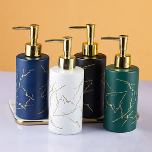 Distributeur de savon liquide pour les mains en verre à motif marbré de 320 ml, type à presser, pour salle de bain, hôtel et usage domestique - Rechargeable - Product Image 5