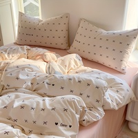 Parure de lit trois pièces en polyester, broderie florale style chinois, drap-housse en coton lavable extra profond, taille double, personnalisable pour la maison