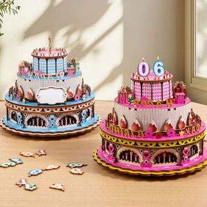 Musical <b>Boxes</b> Figurines Boys Girls Exquisite Birthday Cake Design Wooden <b>Music</b> Box - Product Image 6