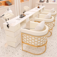Meubles de salon de luxe de haute qualité modernes Bureau de manucure en bois blanc avec table à ongles pour salons de beauté Technicien en ongles professionnel
