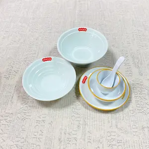 Gem Blue Color Customized Size Print Decal Round Bowl Melamine Dinnerware Set Unbreakable Melamine Tableware Set For Restuarnt