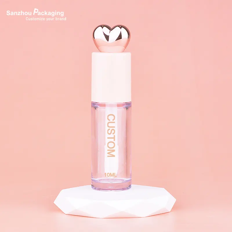 10ml PET Empty heart shaped lip gloss tube concealer stick tube unique liquid lipstick makeup bottle with wand