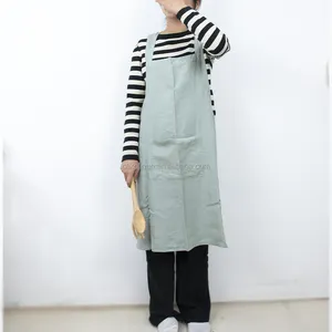 sage green kitchen essential custom printed design personalised women linen flax apron pinafore
