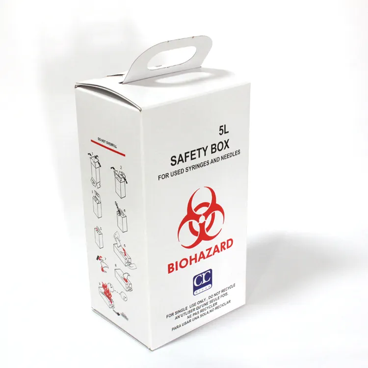 5L Wholesale Medical Waste Needle Collection Box White with Logo Safety Box Sharps Box with Stock Discount Price Disposable