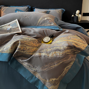 Luxury 180-count Cotton Bedding Set Scenic Pattern Breathable Home Use - Product Image 3