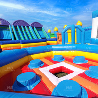 Parc d'aventure gonflable géant de 45 mètres, château gonflable, parcours d'obstacles commercial à glissades multiples pour la location d'événements