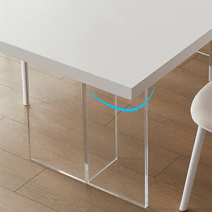Ino Pure <b>White</b> Slab Hanging 4cm <b>Dining</b> <b>Table</b> Rectangle Stable Modern Minimalist Design For <b>Dining</b> Room - Product Image 4