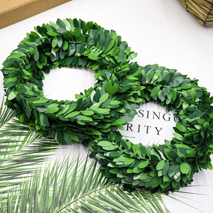 Artificial Green Leaf Wreath Wire Vines 7.5M Roll Simulated Willow Leaves <b>For</b> DIY Home <b>Decor</b> - Product Image 3