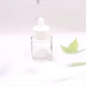 Бесплатный образец Прозрачная Круглая глазурная капельница для эфирных масел пустая стеклянная бутылка для косметической сыворотки с алюминиевой крышкой