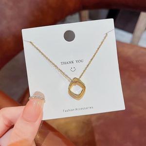 <span class=keywords><strong>Hifive</strong></span> Fashion Femmes Plaqué Or Anneau Fermoir Pendentif Hip Hop Chaîne En Acier Inoxydable Collier Réglable - Product Image 4