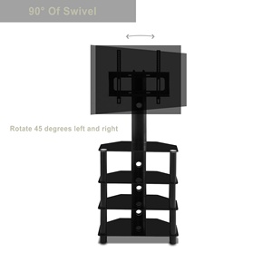 Soporte de <span class=keywords><strong>TV</strong></span> de 4 niveles, marco de metal de vidrio templado, negro, multifunción, ángulo y altura ajustable - Product Image 5
