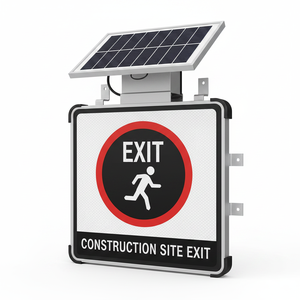 Señal de Salida para Obras de Construcción de 60 x 60 cm, Alimentada por Energía Solar, Producto de Advertencia de Tráfico - Product Image 2