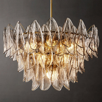 Lustre moderne de luxe en verre soufflé à la main, style pétales français, pour chambre à coucher, villa, maison
