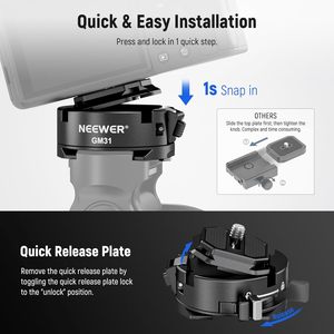 Neewer gm31 Arca loại nhanh chóng phát hành tấm kit, chuyển đổi nhanh chóng tự động khóa vuông QR máy ảnh gắn tấm, 1/4 "<span class=keywords><strong>3</strong></span>/8" chủ đề cho chân máy - Product Image 4