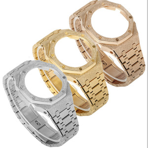 Bracelet de montre en acier inoxydable argenté de luxe pour femme, bracelet de montre et lunette pour boîtier <span class=keywords><strong>Casio</strong></span> <span class=keywords><strong>GA</strong></span>-<span class=keywords><strong>2100</strong></span> - Product Image 6